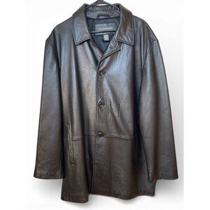 BANANA REPUBLIC BUTTERY BLACK LEATHER CARCOAT MEN'S LUXURY JACKET XL CLASSIC